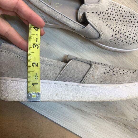 Vionic Slip On Sneakers Gray Laser Cut Perforated Suede Shoes Flat Womens Size 7 - Picture 10 of 10